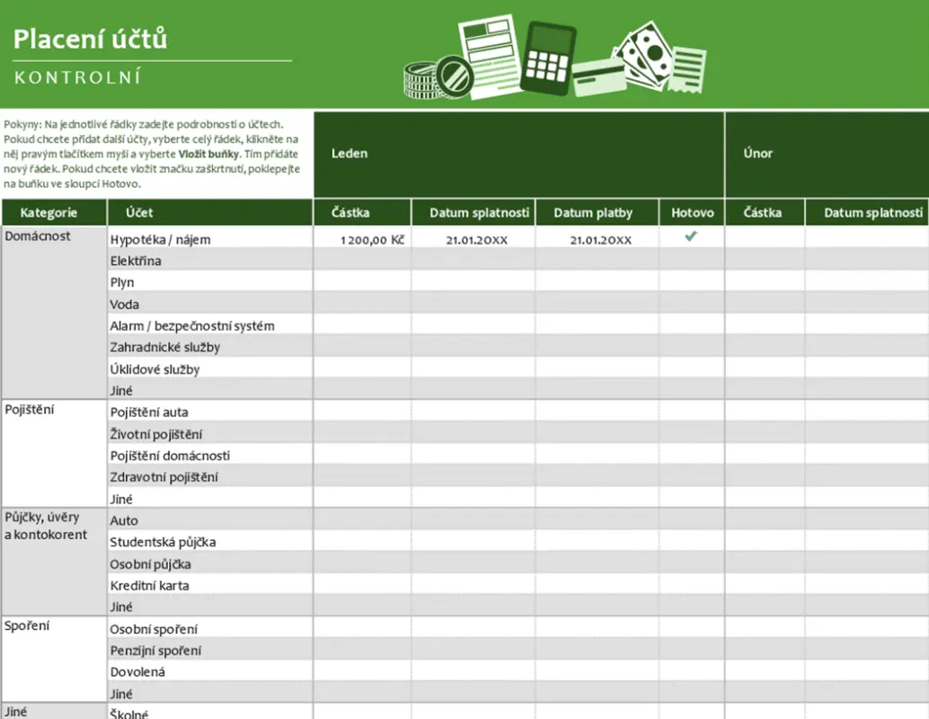 Kontrolní seznam pro placení faktur green modern simple