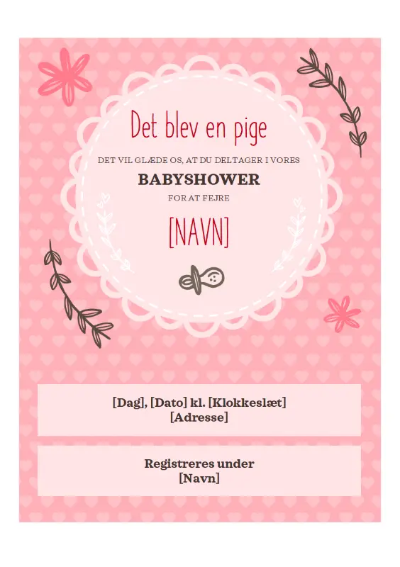 Invitation til graviditetsfest – pige pink whimsical-color-block