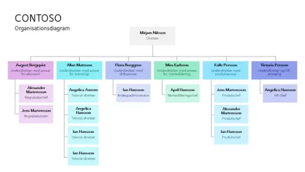 Farvekodet organisationsdiagram modern-simple