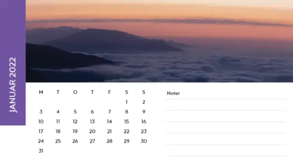 Kalender med landskabsbillede modern-simple