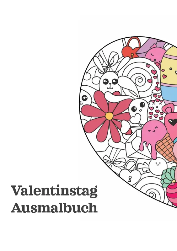 Malbuch zum Valentinstag whimsical line