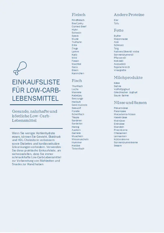 Einkaufsliste für kohlenhydratarme Lebensmittel blue modern-simple