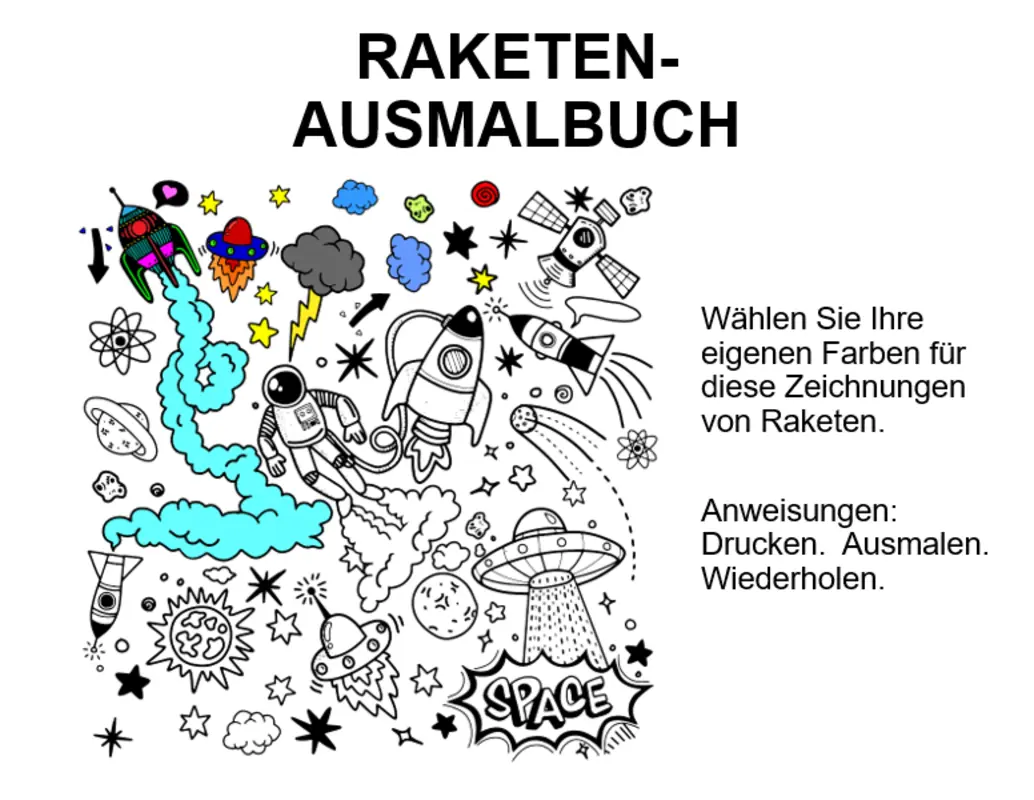 Raketen-Malbuch whimsical color block
