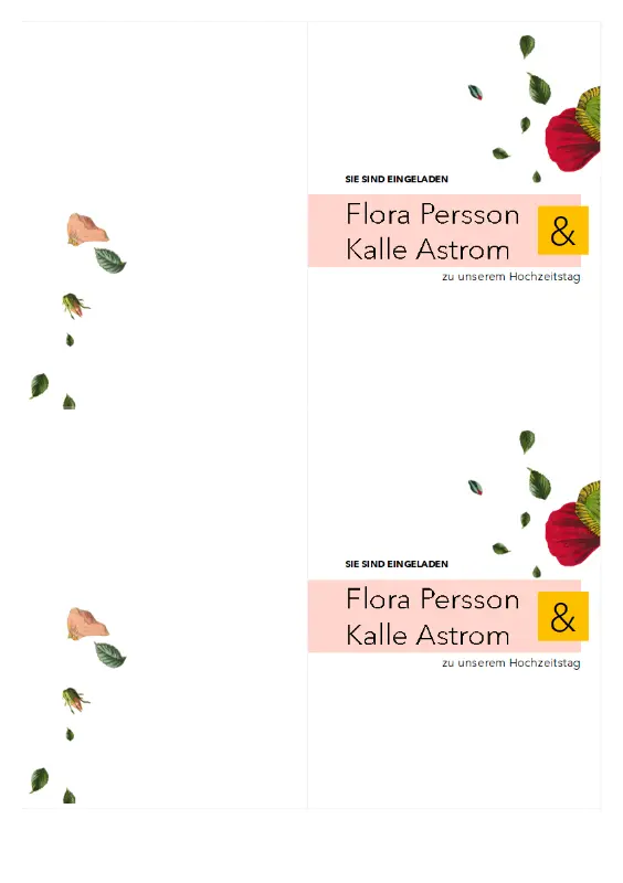 Hochzeitseinladung mit Blumen-Motiv pink organic simple