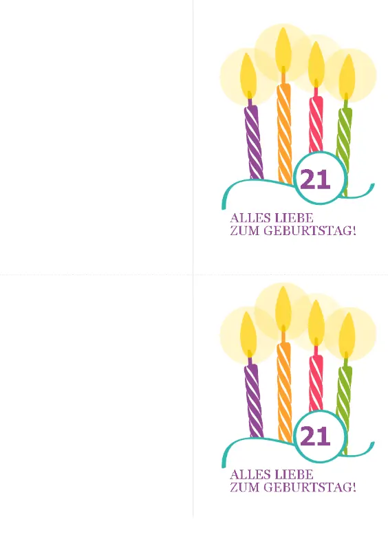 Geburtstagskarten für besondere Geburtstage (2 pro Seite, für Avery 8315) yellow modern-simple