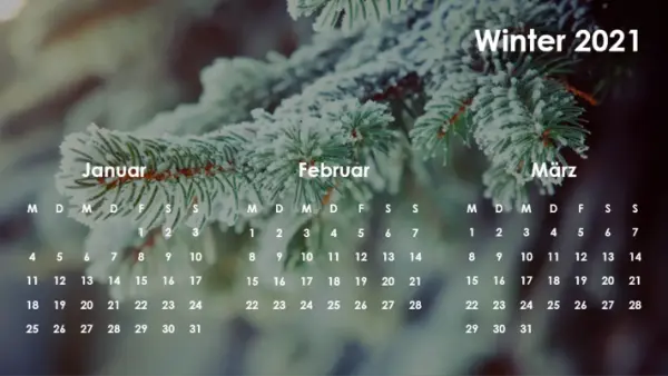 Quartalskalender zum Thema Jahreszeiten modern-simple