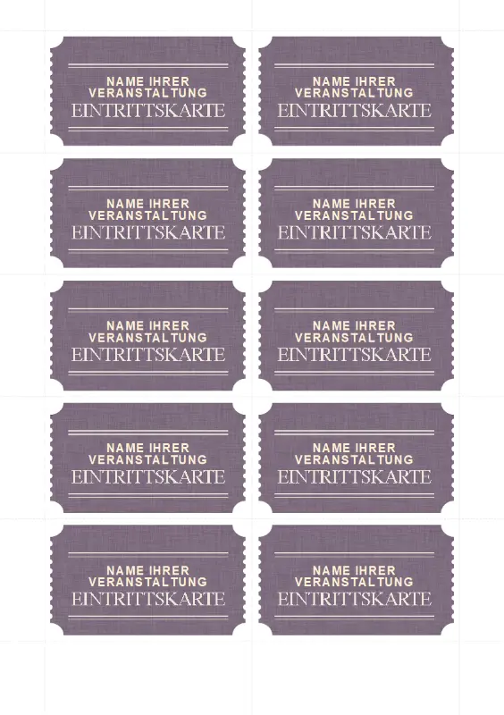 Einfache Eintrittskarten (10 pro Seite) purple vintage retro