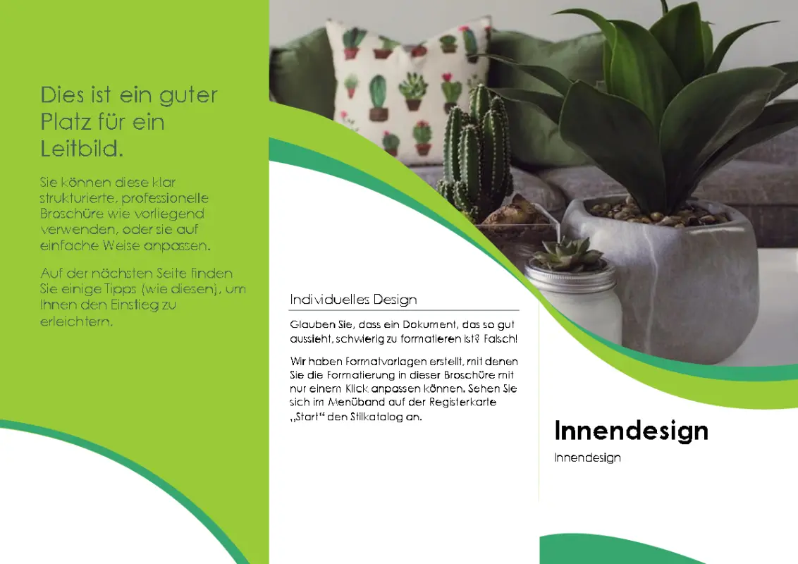 Broschüre „Innenarchitektur“ green modern-color-block