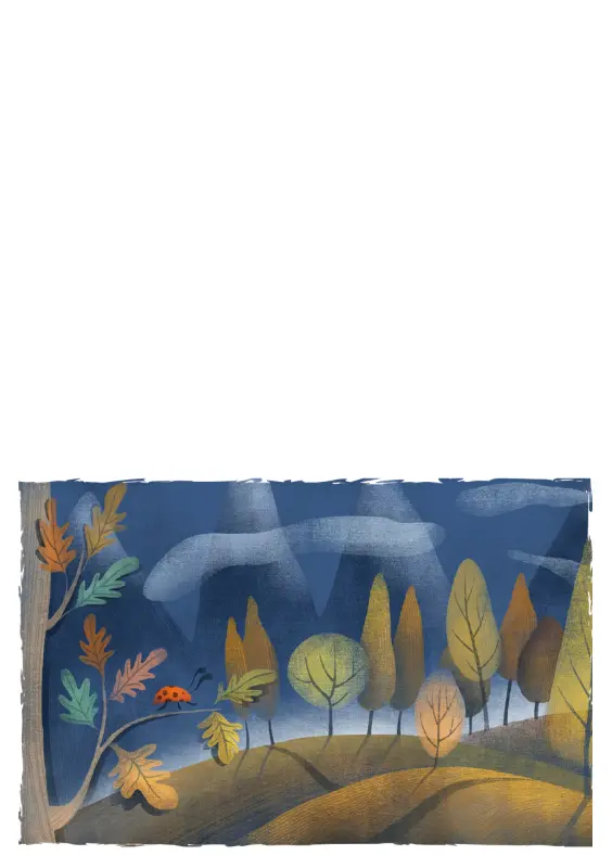 Grußkarte mit Marienkäfer-Motiv (mittige Faltung) blue whimsical-color-block