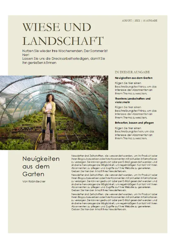 Landschaftsbau – Newsletter green modern-simple