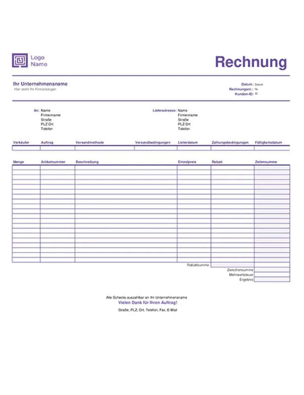 Verkaufsrechnung (Design „Einfache Linien“) purple modern-simple