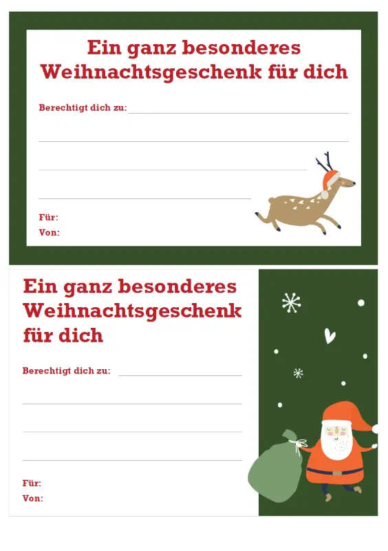 Weihnachtsgeschenkgutschein (Geist-der-Weihnacht-Design) green whimsical-color-block