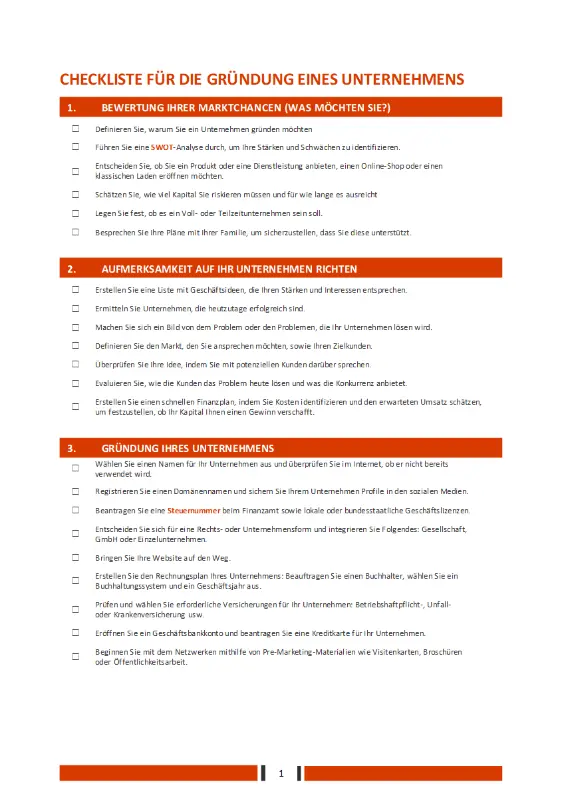 Checkliste für die Unternehmensgründung orange modern simple