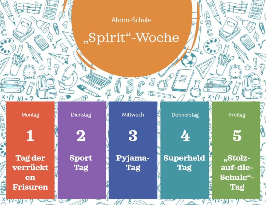 Kalender für die „School Spirit Week“ blue whimsical-line