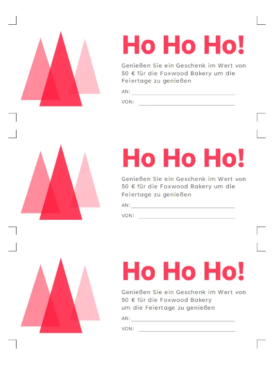 Ho ho ho! Weihnachtsgeschenkgutscheine  pink modern-simple