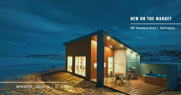 Cozy snow cabin blue modern-simple