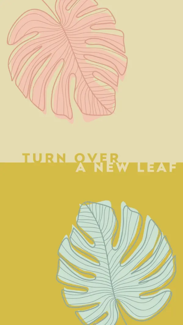 Turn over a new leaf yellow whimsical-line
