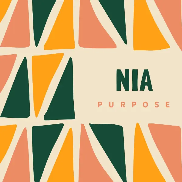 The Kwanzaa principle of Nia orange whimsical-color-block