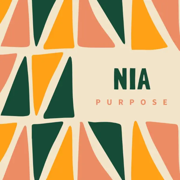 The Kwanzaa principle of Nia orange whimsical-color-block