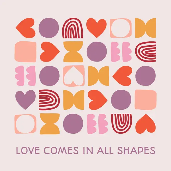 Love comes in all shapes Purple organic, boho, shapes, mosaic, pattern, blob