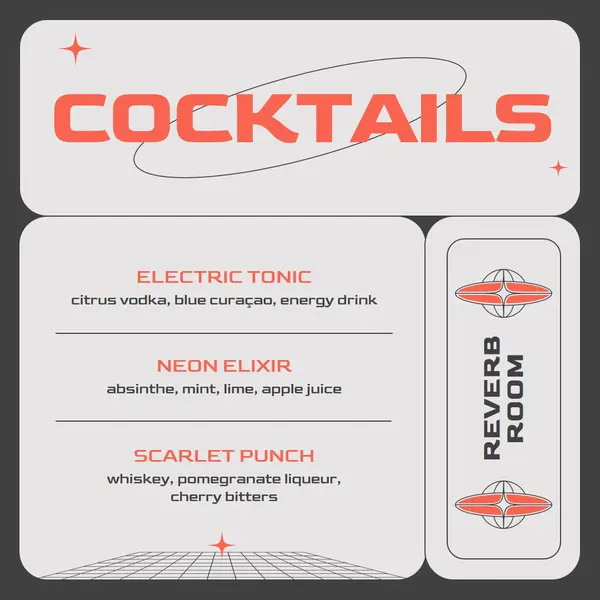 Futuristic cocktail menu Gray Futuristic, Geometric, Lines