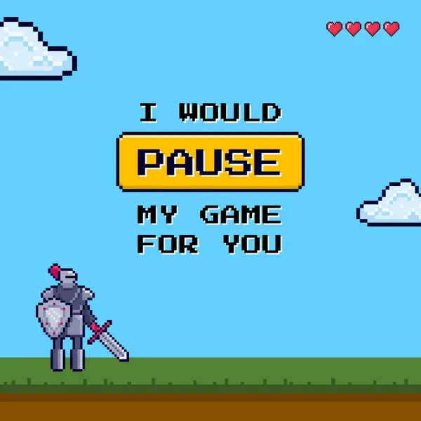 I would pause my game for you Blue vibrant, whimsical, game, retro, playful, computer