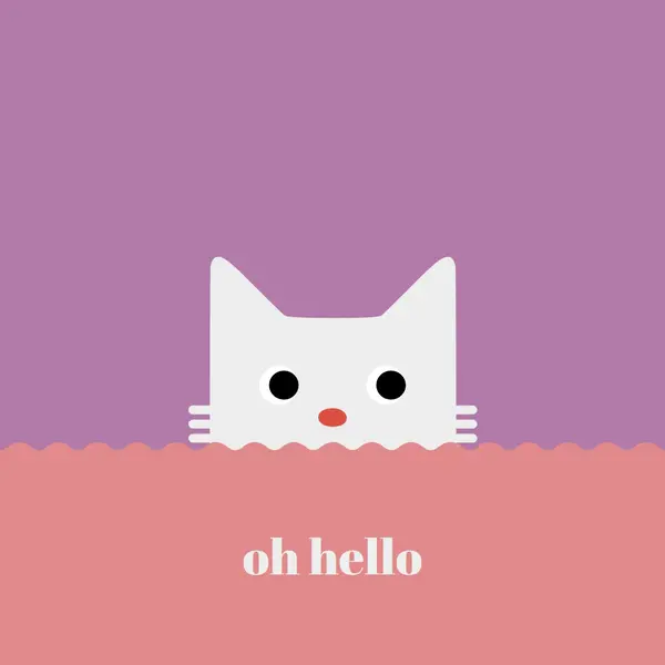 Oh, hello Red cute, simple, cat, neutral, bright, fun