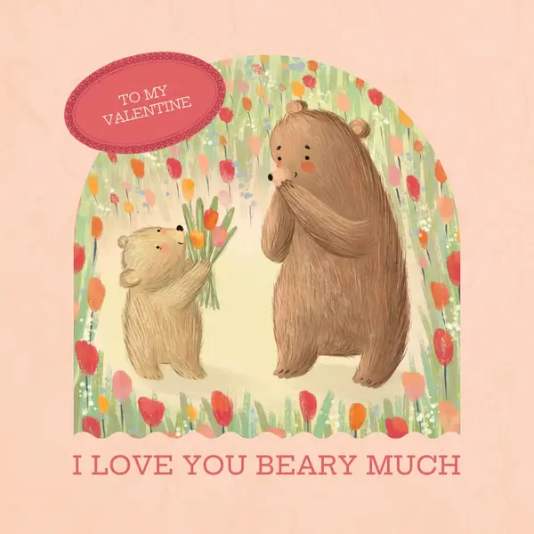 I love you beary much Pink vintage, cute, illustration, fun, playful, arch