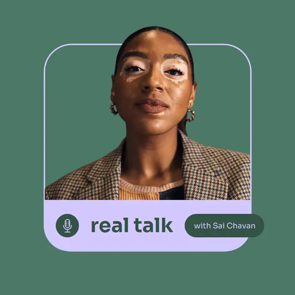 Real talk with... Green modern, clean, cutout, photo, line, frame