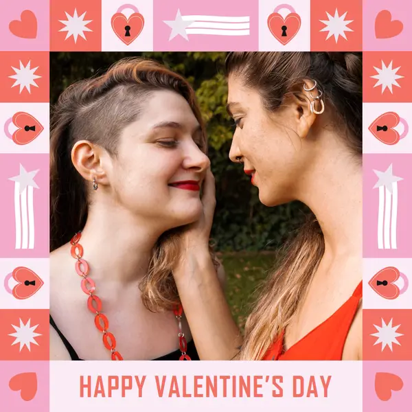 Happy Valentine's Day Pink maximalist, fun, frame, photo, pattern, shapes