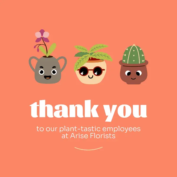 Thank you card for the employees Orange Bright, Simple, Plants, cute, fun, graphic