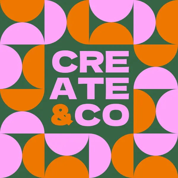 Meet our creative team Pink bright, geometric, pattern, vibrant, shape, typographic