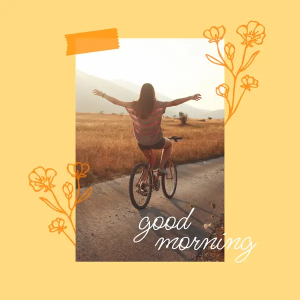 Embrace the morning Yellow modern, collage, doodle, scrapbook, floral, hand-drawn