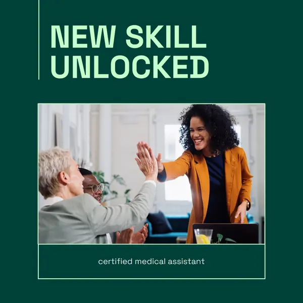 New skill unlocked announcement Green Professional, Modern, Square, frame, photo, simple