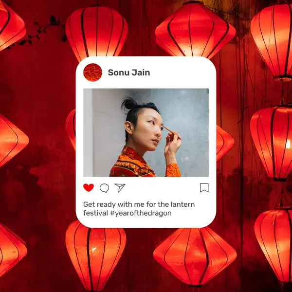 Get ready for the Lantern Festival Red modern, digital, post, frame, photo, notification