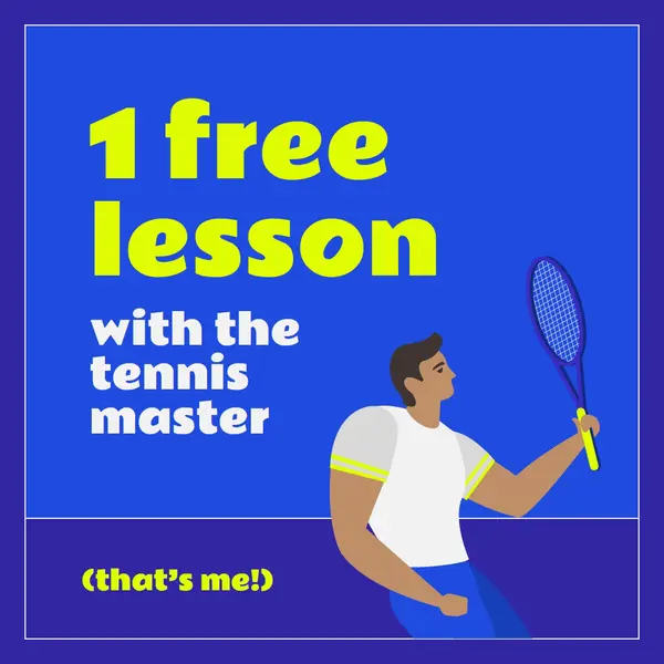 Free lesson with tennis master Blue vibrant, bold, block, frame, graphic, bright