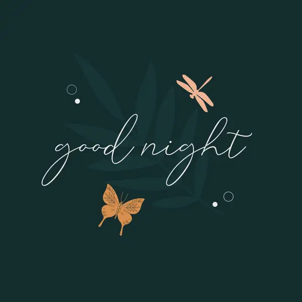 A simple good night Blue whimsical, bohemian, graphic, simple, motif, handwriting, illustration,