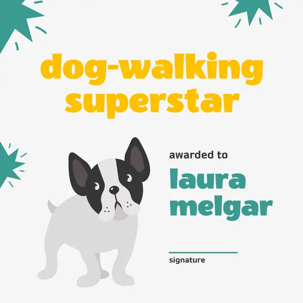 Dog walking superstar Green modern, fun, illustration, simple, contemporary, cute