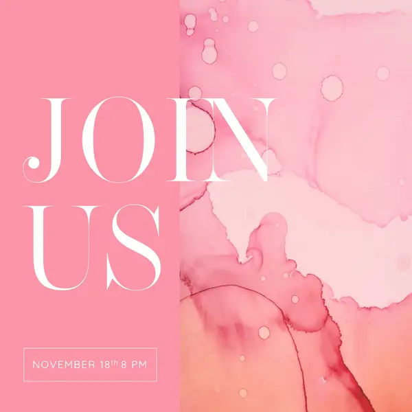 Join us for an event Pink elegant, clean, watercolor, classic, simple, minimal