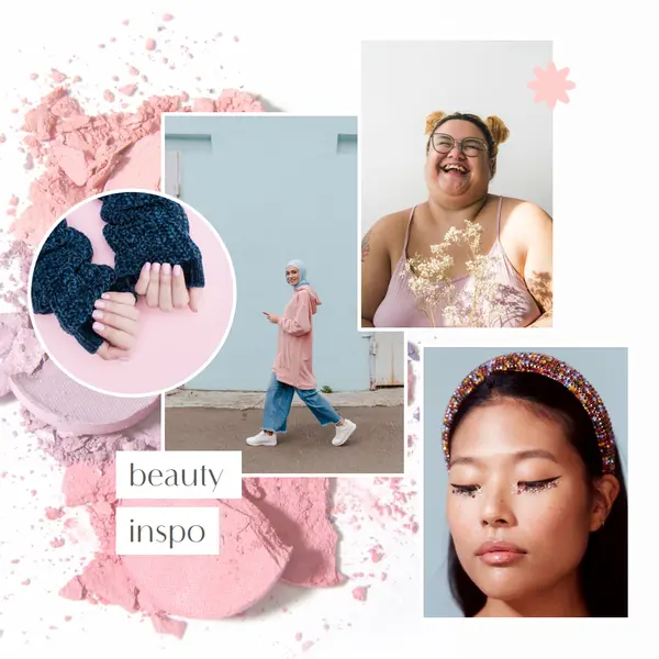 Beauty inspirations for you Pink modern, overlapping, collage, feminine, natural, graphic