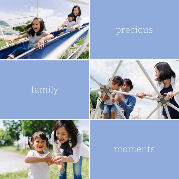 Precious family moments Blue Clean, Grid, Collage