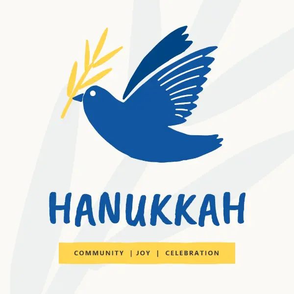 Hanukkah wishes white organic-simple