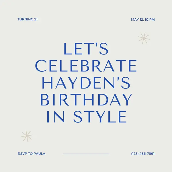 21st birthday bash gray modern, minimal, typographic, contemporary, current, stylish, simple, clean, text-based