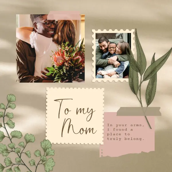 Thanks for being my mom green collage scrapbook vintage multi-photo multi-image montage album journal notebook old-fashioned botanical plants