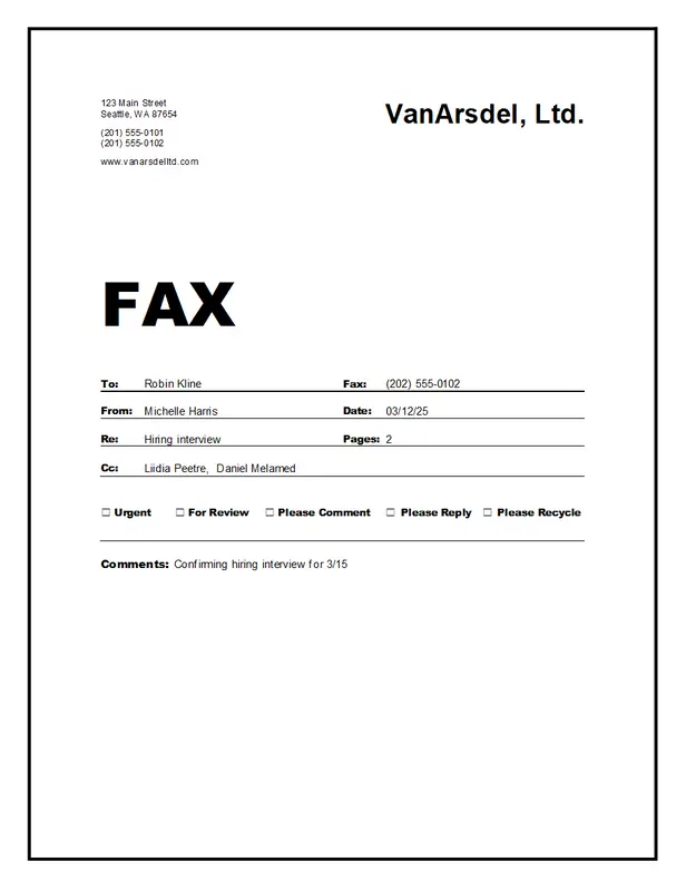 Fax Cover white modern simple