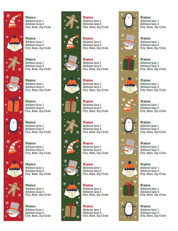 Christmas spirit address labels green whimsical color block