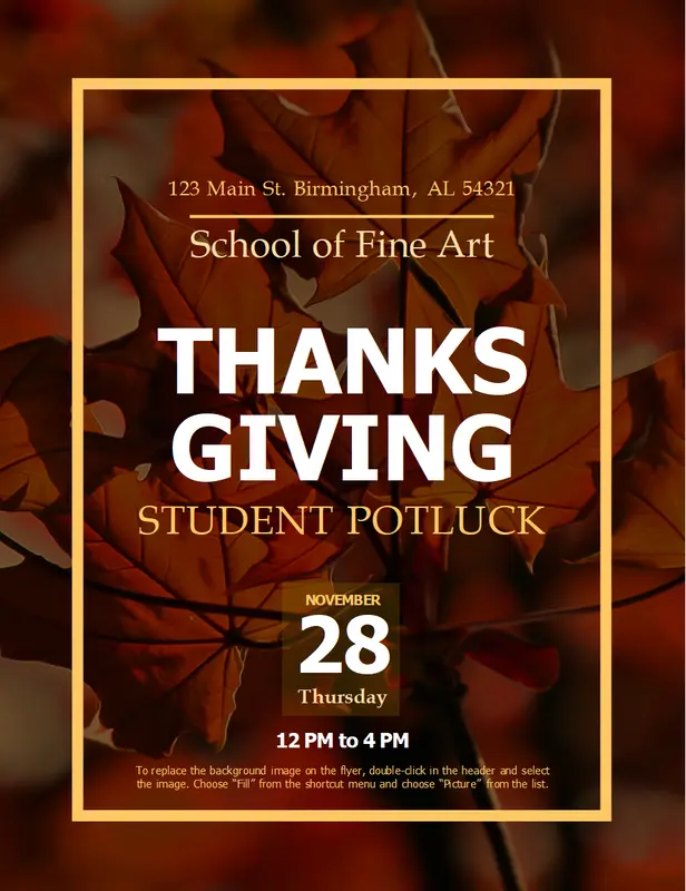Autumn leaves Thanksgiving flyer brown modern simple