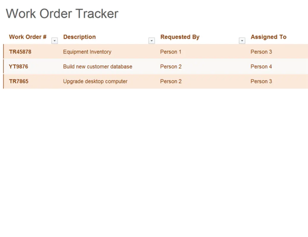 Work order tracker orange modern simple