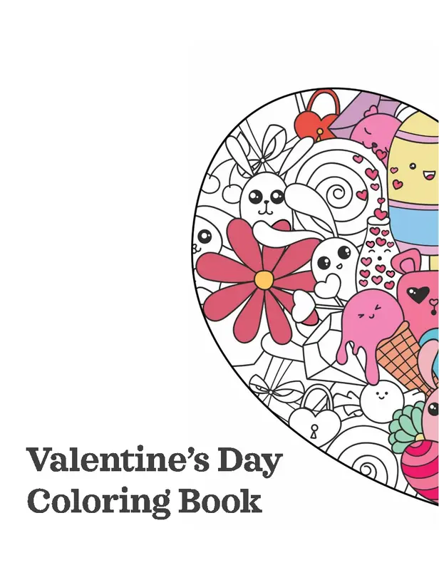 Valentine's Day coloring book whimsical line