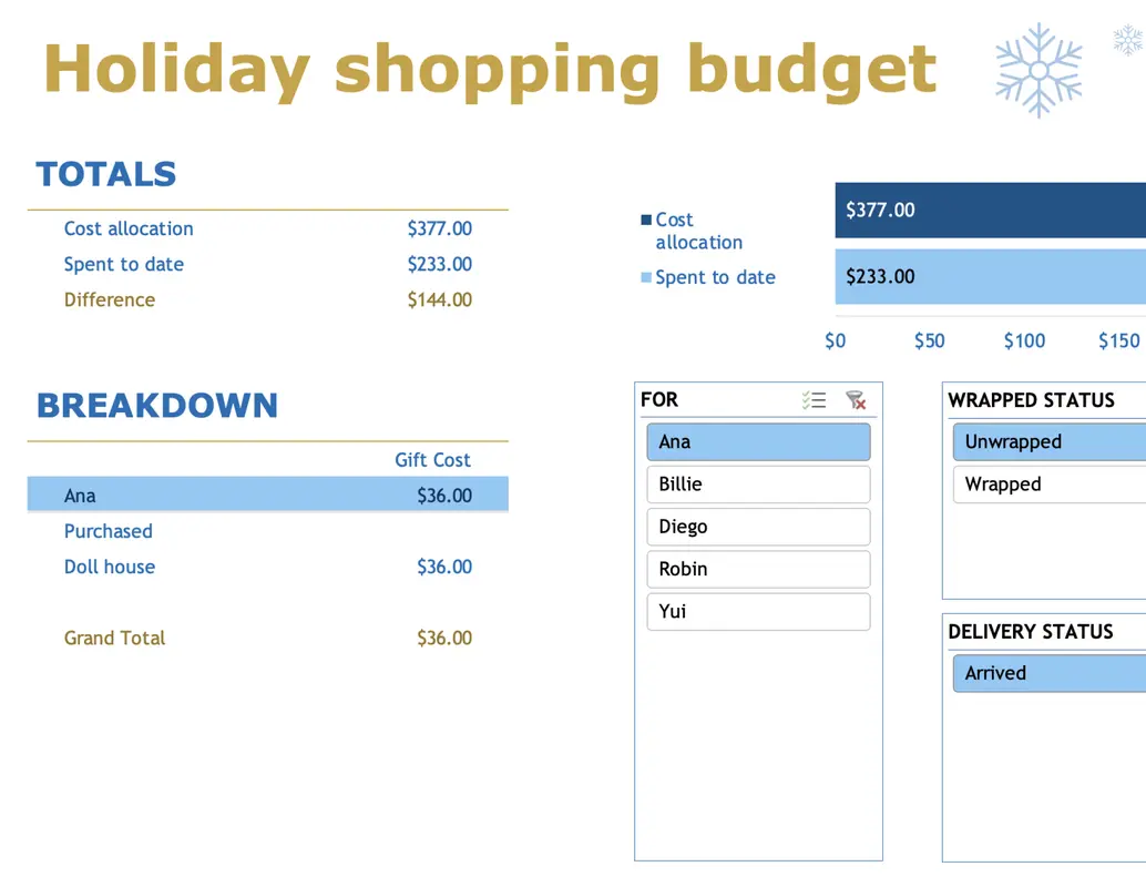Holiday shopping budget blue modern simple